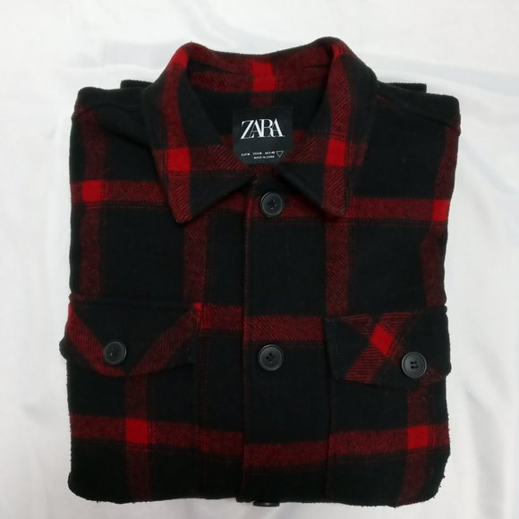 Zara Plaid lined Overshirt/Shacket/jacket Size Medium - Picture 8 of 8